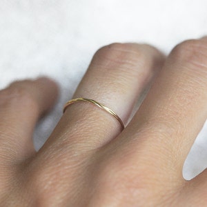 Thin wedding band, Twisted rope ring, Dainty mobius ring, Platinum stacking band, Delicate gold ring image 2