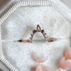 Salt Pepper Diamond Wedding Ring, Grey Diamond Band Matching, Diamond Band to Fit, Ombre Diamond Ring Engagement image 3