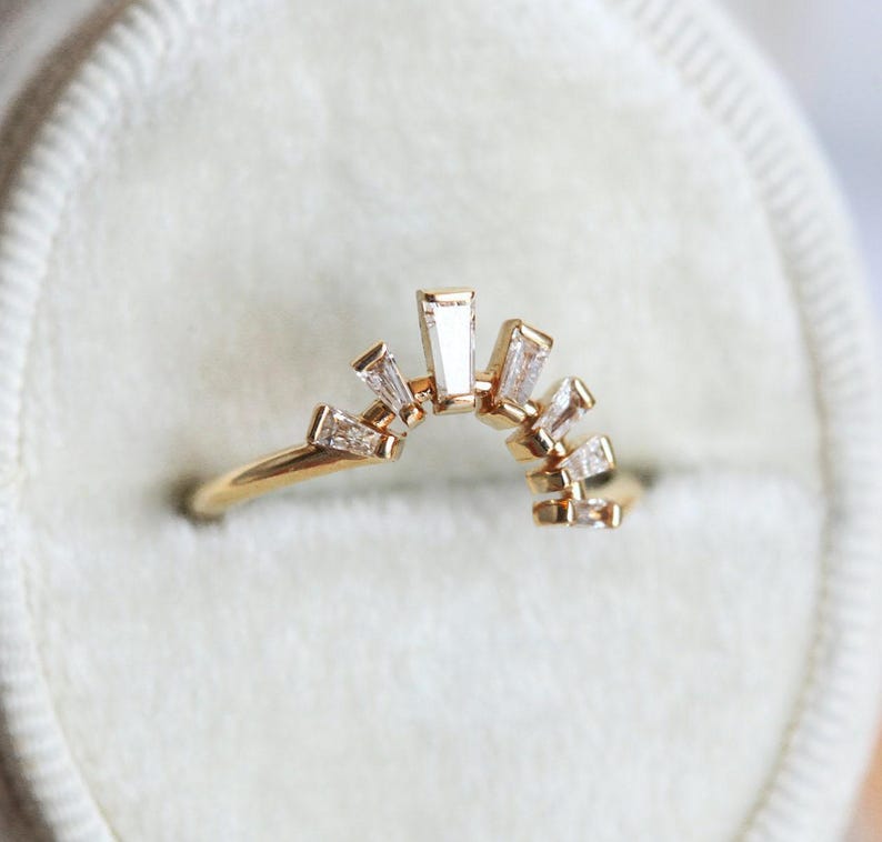 Art Deco Diamant Ehering, Artdeco Diamant Ring, Baguette Ring, Baguette Ring Bild 2