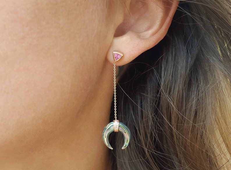 Diane Gold Stud Earrings in Abalone Shell main image 1