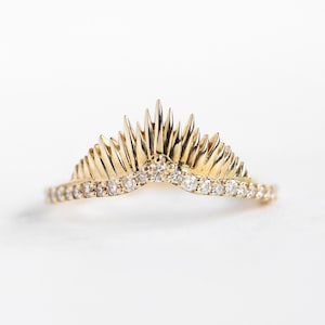 Gold sunshine diamond band, sunrise sunset band with diamonds