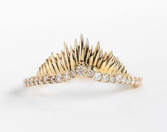 Gold Sunshine Diamond Band, Sunrise Sunset Band mit Diamanten