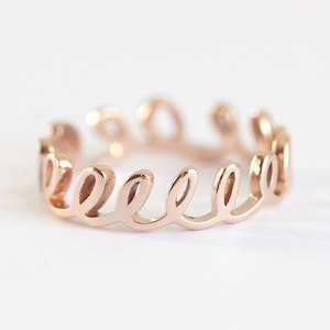 Alianza de boda retorcida, anillo de aro en oro macizo de 14 k o 18 k