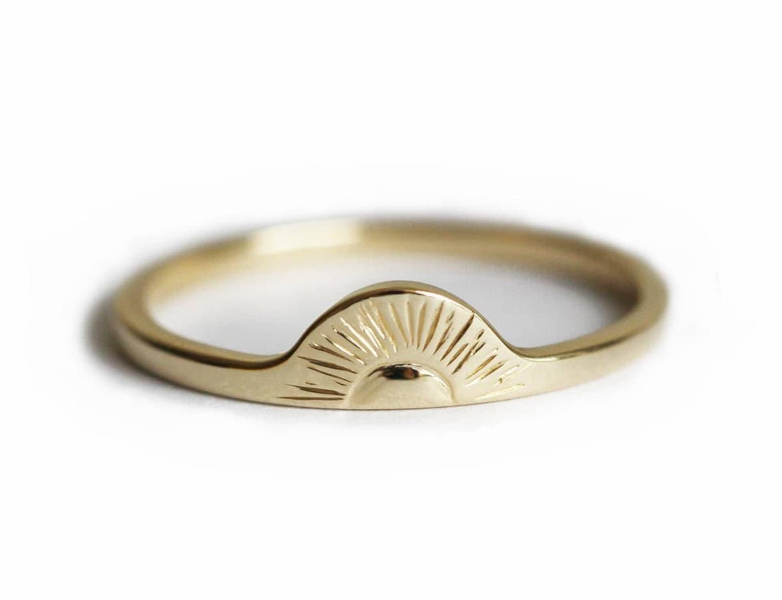 Sun Ring, Gold Sunrise Ring, Sunset Ring, Boho Wedding Band, Bohemian ...