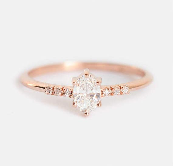 Oval Diamond Ring Rose Gold Prong Oval Diamond Engagement Ring