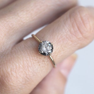 Celestial Diamond Ring Set, Salt Pepper Diamond Engagement Ring Set, Galaxy Diamond Set with 1.5ct Round Salt Pepper Diamond, Three Ring Set image 9