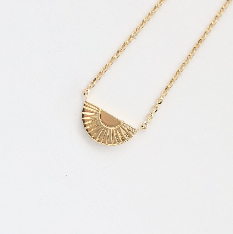 Apollonia Sunset Necklace, Dainty gold sun necklace image 5