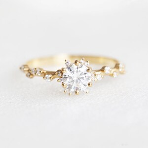 Round diamond cluster ring, Unique half carat diamond cluster ring 18k gold image 2