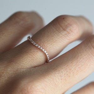 Wave Diamond Wedding Ring, Unique Wave Diamond Eternity Band, Pave Diamond Ring All Around image 2
