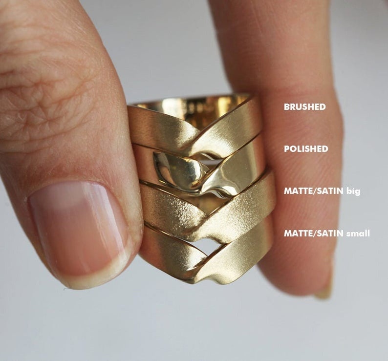 Triangle diamond wedding ring, Modern gold band, Wide trillion diamond ring, Unique asymmetrical ring image 7