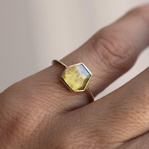 Diamond Slice Ring, Yellow Diamond Ring, Unique Diamond Ring, Solitaire Diamond Ring, Simple Diamond Ring, One Of A Kind image 2