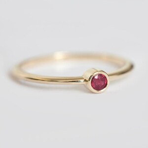 Dainty Ruby Ring Ruby Soitaire Rlng 14k Gold Ruby Ring Genuine Ruby Natural Ruby Jewelry July Birthstone Ring image 2