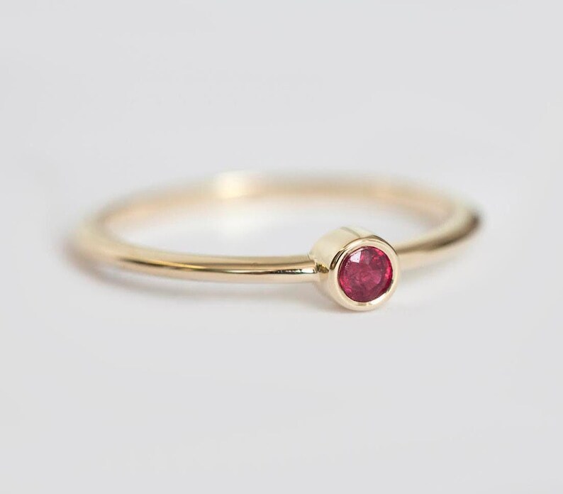 Dainty Ruby Ring Ruby Soitaire Rlng 14k Gold Ruby Ring Genuine Ruby Natural Ruby Jewelry July Birthstone Ring image 2