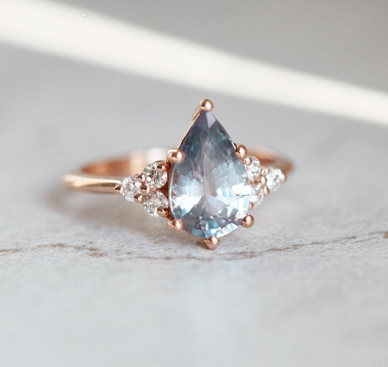 Grey Sapphire Ring Etsy