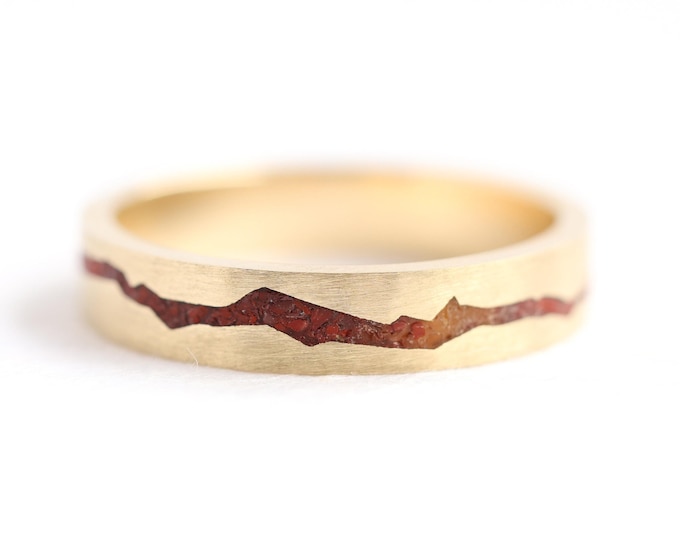 Red Jasper Agate Inlay, Stainless Steel Ring, Hand Made, Size 12 - Etsy