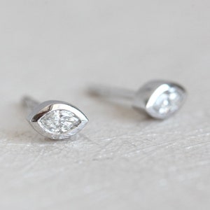 Marquise Diamond Studs / Diamond Stud Earrings 14K Gold / Available in 14k Gold, Rose Gold, and White Gold image 5