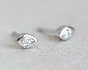 Marquise Diamond Studs / Diamond Stud Earrings 14K Gold / Available in 14k  Gold, Rose Gold, and White Gold
