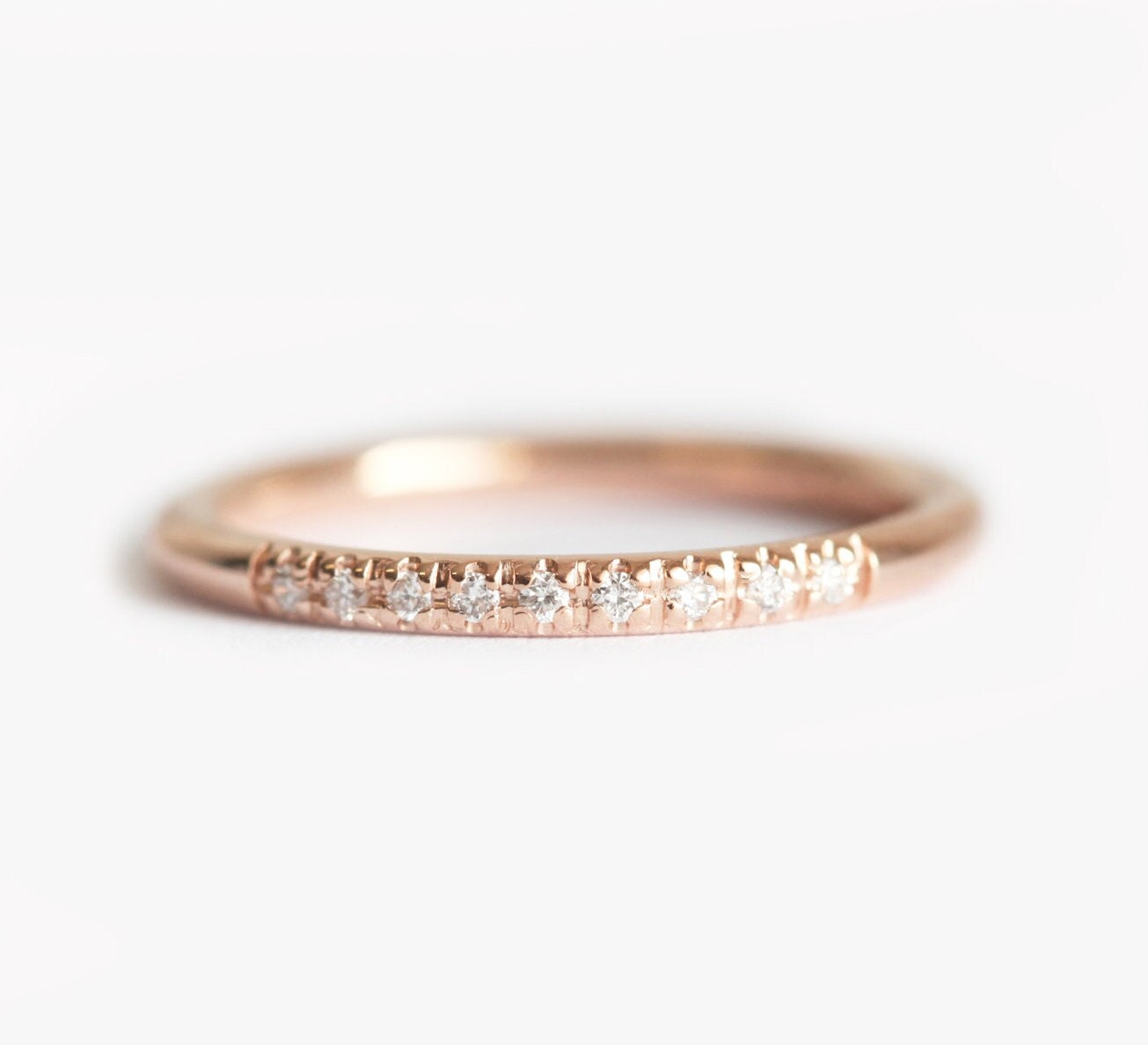 Micro pave wedding hotsell band rose gold
