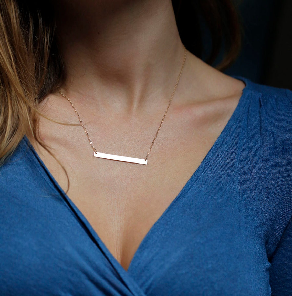 Customized Name Bar Necklace Engraved Nameplate Necklace Etsy