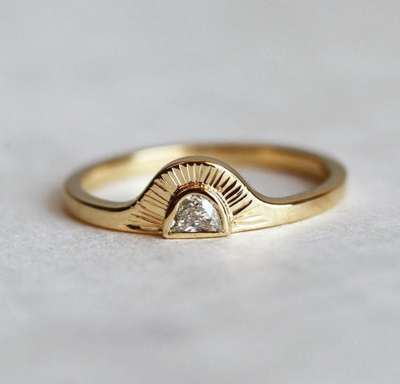 sunburst hippy wedding rings