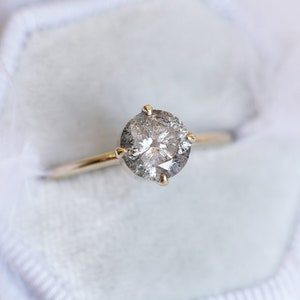 Celestial Diamond Ring Set, Salt Pepper Diamond Engagement Ring Set, Galaxy Diamond Set with 1.5ct Round Salt Pepper Diamond, Three Ring Set image 8