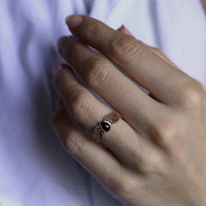 Black Spinel Ring, Gold Filigree Ring, Rose Gold Lace Ring, White Gold Engagement Ring, Non Diamond Ring, Vintage Ring, 14k Rose Gold image 5
