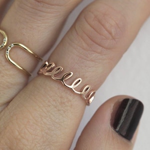 Anillo de lazo, alianza de boda trenzada de oro macizo de 14 k o 18 k