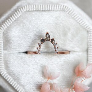 Salt Pepper Diamond Wedding Ring, Grey Diamond Band Matching, Diamond Band to Fit, Ombre Diamond Ring Engagement image 5