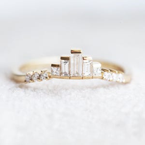 Baguette Diamant passendes Band, Artdeco Diamant Ring, Geschwungenes Diamant Band