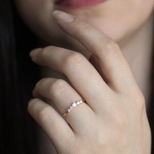 Diamond Engagement Ring 18k Yellow Gold, Round Diamond Ring, Artdeco Diamond Engagement Ring with Diamonds by Minimalvs image 5