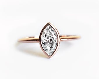 0.5ct Marquise Diamond Ring, Marquise Solitaire Ring, Marquise Diamond Engagement ring with half carat diamond