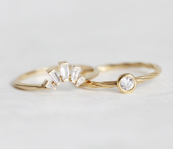 Baguette Diamond Wedding Ring ArtDeco Wedding Band for Her | Etsy