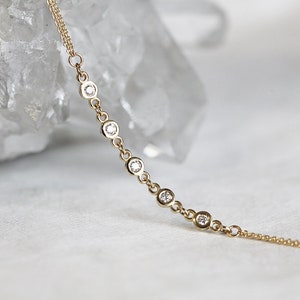 Solid Gold Diamond Body Chain, Body Necklace With Diamonds, Delicate Lariat Necklace image 6