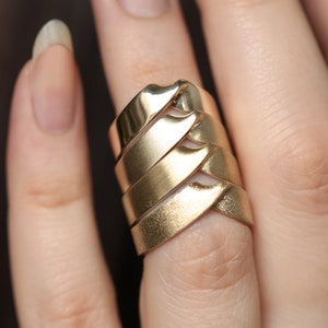 Gold ring, Wedding band, V shaped ring, Wide twisted band, Thick gold band, Unisex chevron band image 7