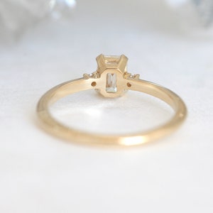 Diamond engagement ring, Emerald cut ring, Three stone ring, Simple gold ring, GIA diamond ring image 6