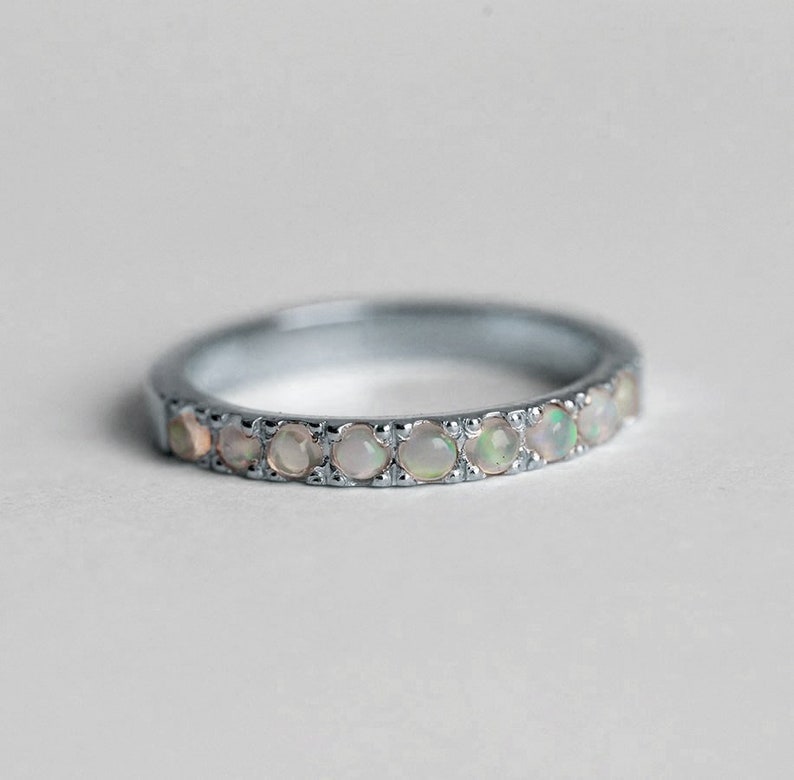 Australian Opal Wedding Band, 14k or 18k Gold image 6