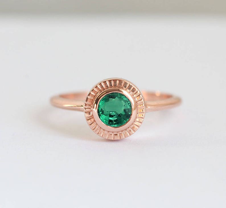 Bohemian Wedding Ring Set Emerald Solitaire Ring With Emerald - Etsy