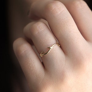 Delicate Twig Ring, Gold Floral Ring available in 14k 18k Gold and platinum