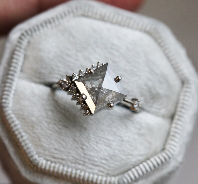 Salt & Pepper Diamond Ring Grey Diamond Engagement Ring Etsy