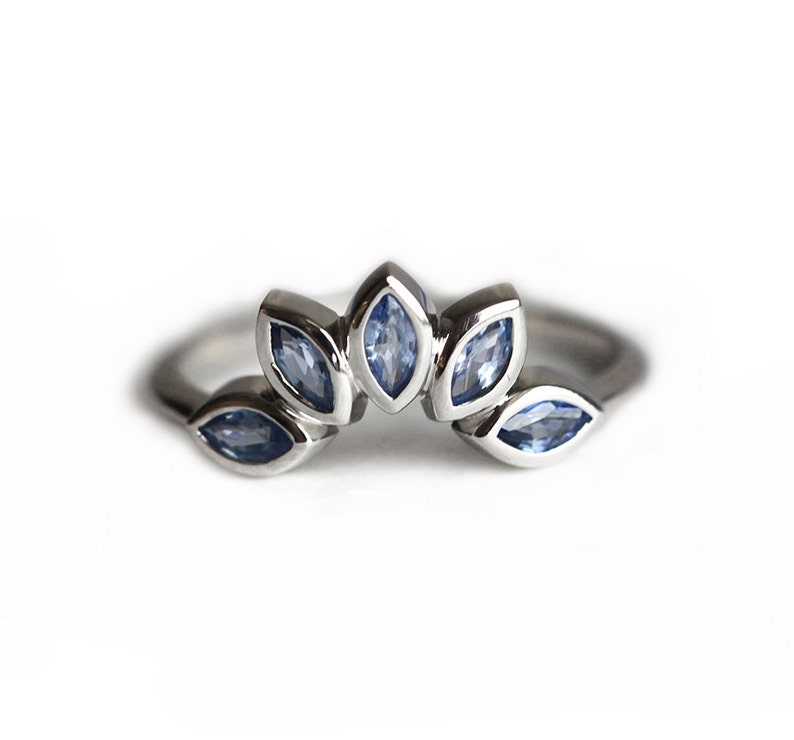 Unique Blue Sapphire Ring Sapphire Wedding Ring Floral Gold | Etsy