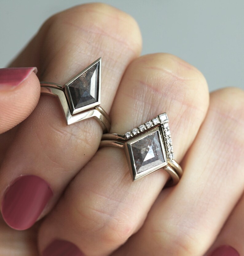 Salt Pepper Diamond Ring Alternative Diamond Engagement Ring Etsy