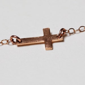 Solid Gold Cross Necklace, 14k Gold Tiny Cross Necklace, Sideways Cross Necklace for Her image 8