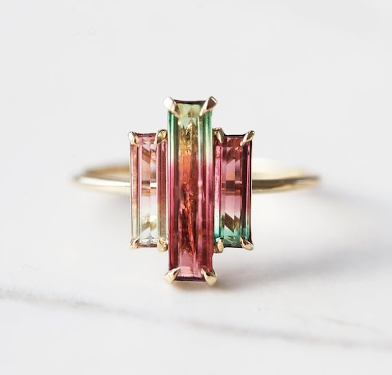 Grape Watermelon Tourmaline Gold Ring – Rosie Fortescue Jewellery