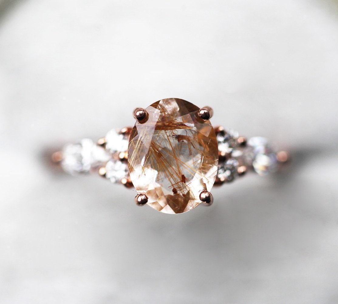 Golden Bronze Rutile Quartz Ring, Golden Rutile Quartz Ring - Etsy