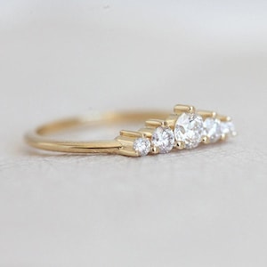 Diamond Engagement Ring 18k Yellow Gold, Round Diamond Ring, Artdeco Diamond Engagement Ring with Diamonds by Minimalvs image 6