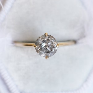 Celestial Diamond Ring Set, Salt Pepper Diamond Engagement Ring Set, Galaxy Diamond Set with 1.5ct Round Salt Pepper Diamond, Three Ring Set image 3