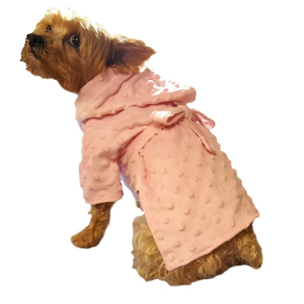 Dog Robe, Dog Dress, Dog Clothing, Pet Dress, Pet Clothing-Pink Terry Bathrobe