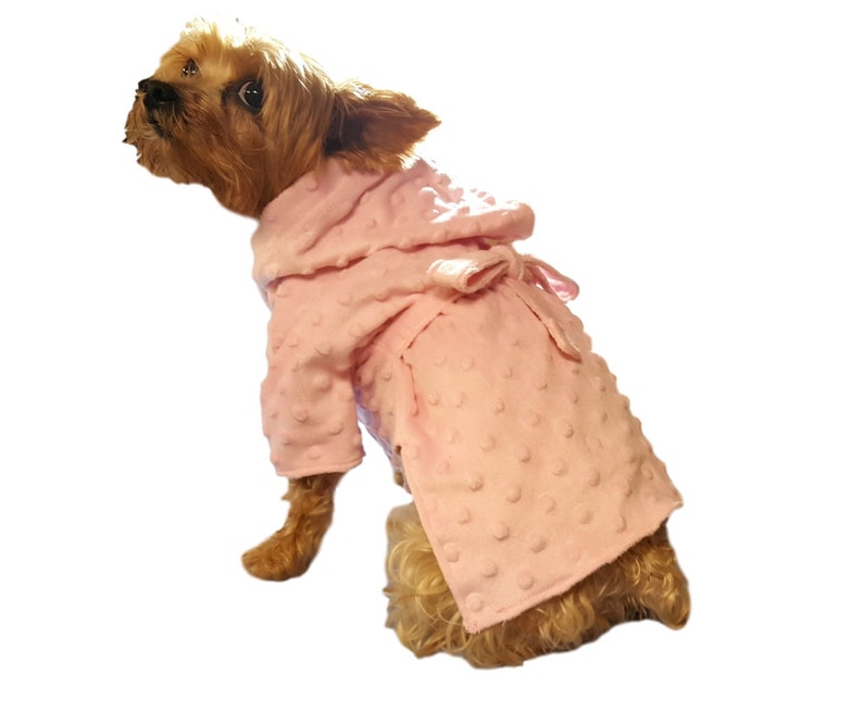 Dog Robe, Dog Dress, Dog Clothing, Pet Dress, Pet Clothing-Pink Terry Bathrobe image 1