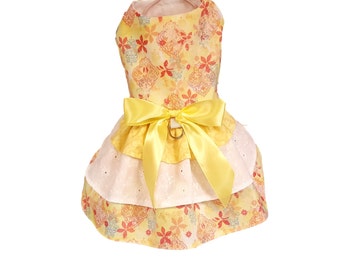 Dog Dress, Yellow and Eyelet