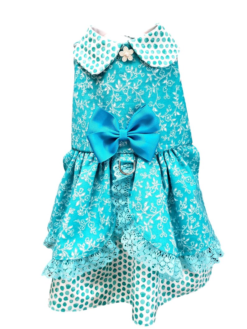 Blue Floral with Blue Lace Dog Dress Dog Clothing Dog Etsy